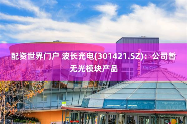 配资世界门户 波长光电(301421.SZ)：公司暂无光模块产品