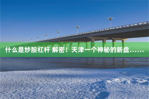 什么是炒股杠杆 解密！天津一个神秘的新盘……
