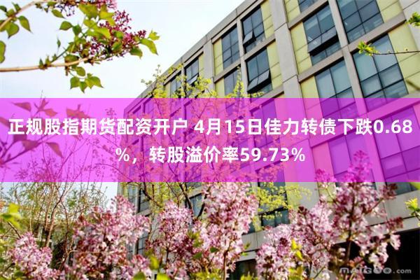 正规股指期货配资开户 4月15日佳力转债下跌0.68%，转股溢价率59.73%