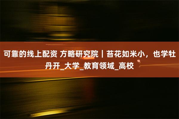 可靠的线上配资 方略研究院｜苔花如米小，也学牡丹开_大学_教育领域_高校