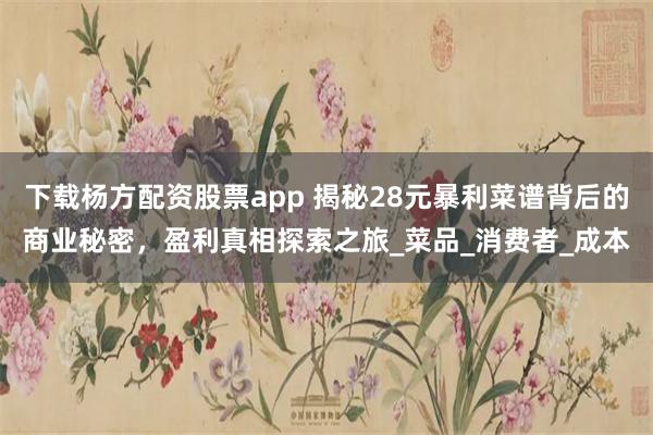 下载杨方配资股票app 揭秘28元暴利菜谱背后的商业秘密，盈利真相探索之旅_菜品_消费者_成本