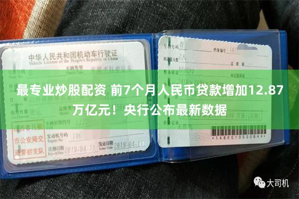 最专业炒股配资 前7个月人民币贷款增加12.87万亿元！央行公布最新数据