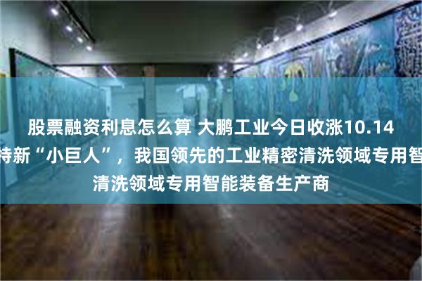 股票融资利息怎么算 大鹏工业今日收涨10.14%：国家专精特新“小巨人”，我国领先的工业精密清洗领域专用智能装备生产商